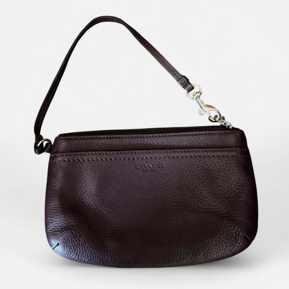Coach Dark Brown Leather Wristlet Clutch